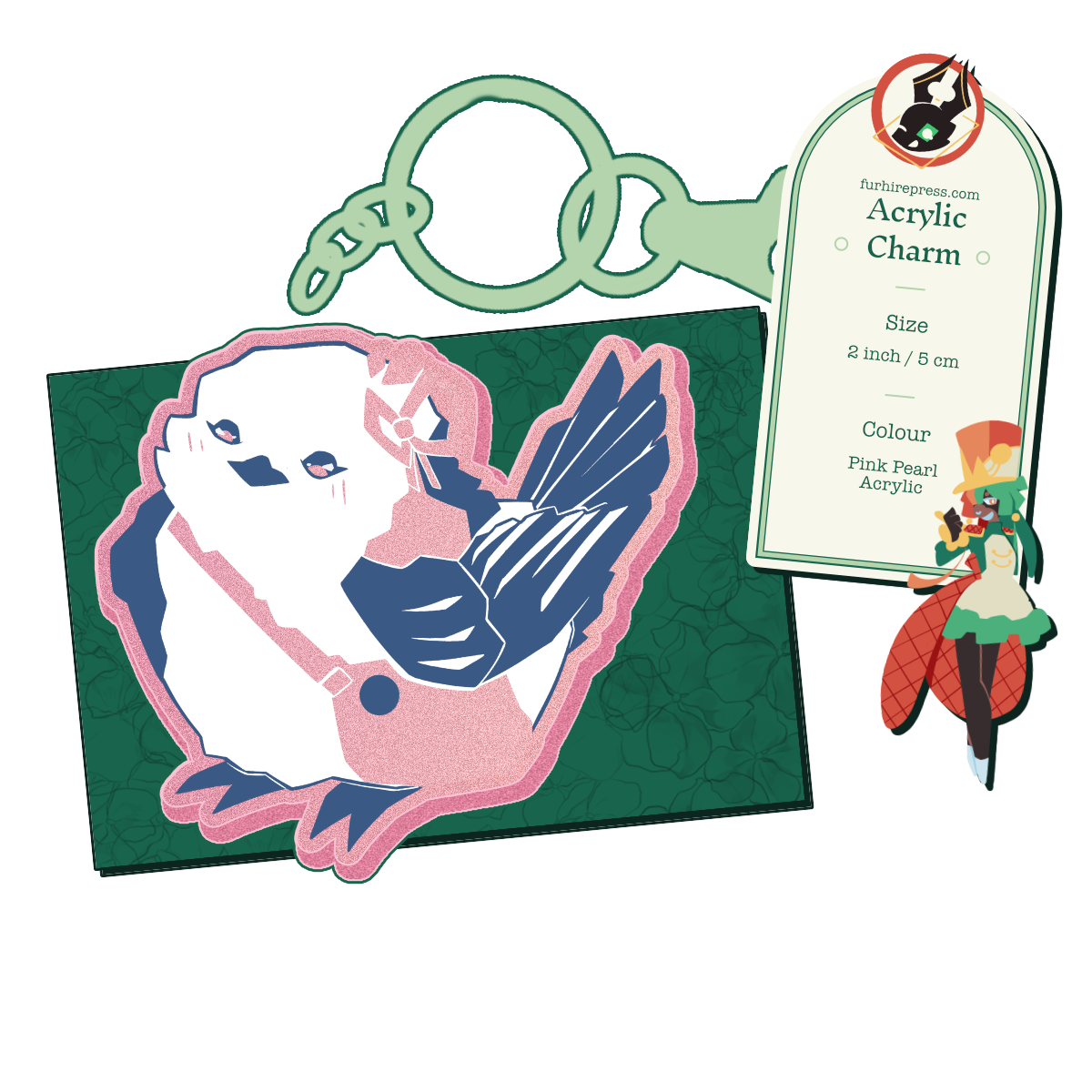 Snowball Bird Acrylic Keyring Main image