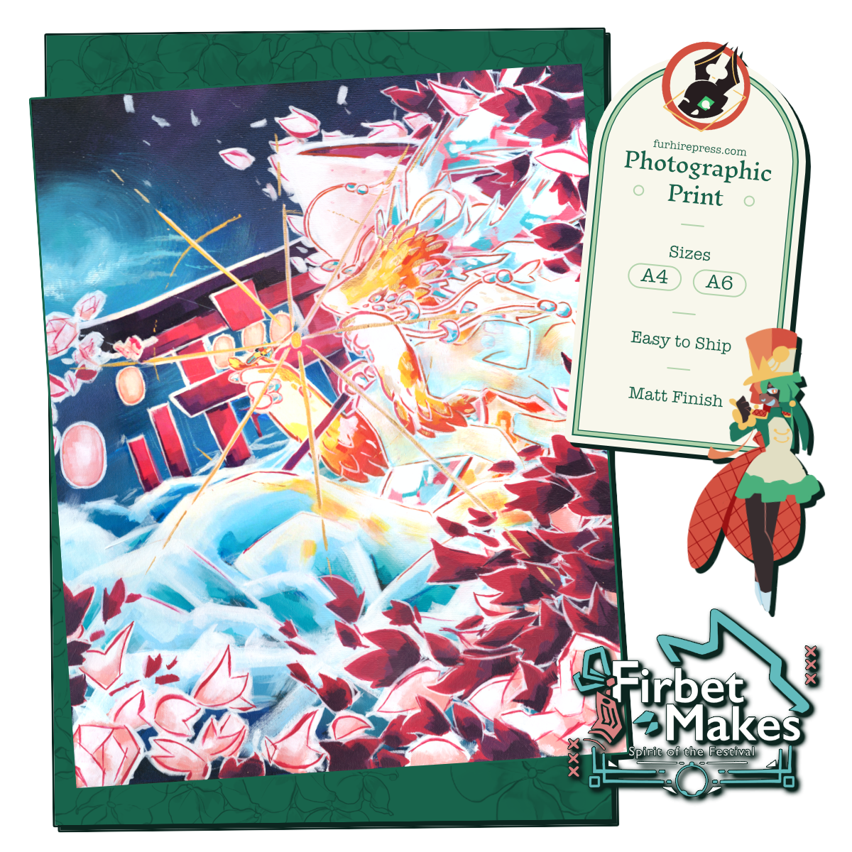 Awe of an Unexpected Meeting Within the Roiling Waves Print